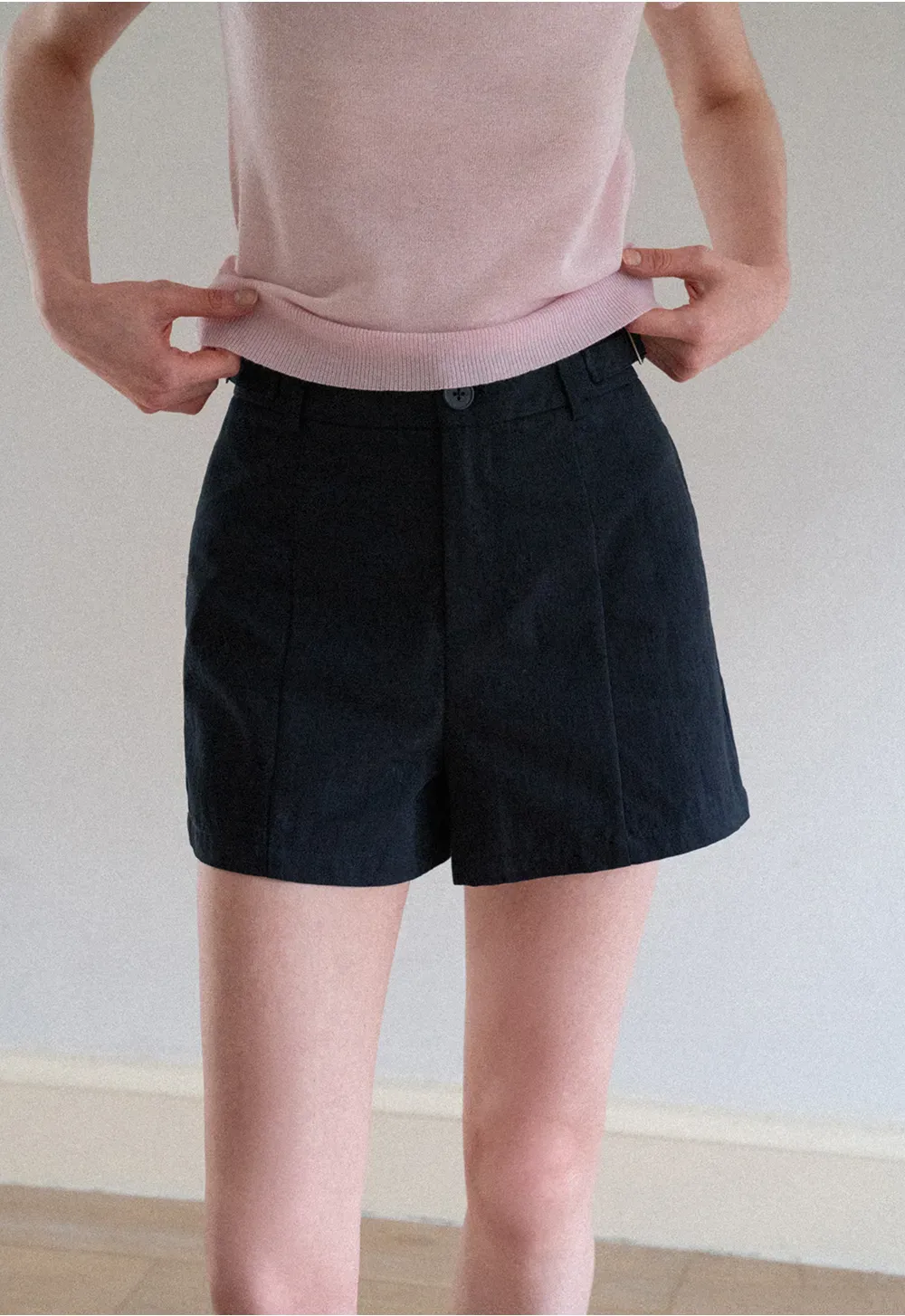 High Waist Pleated Shorts Casual Pants