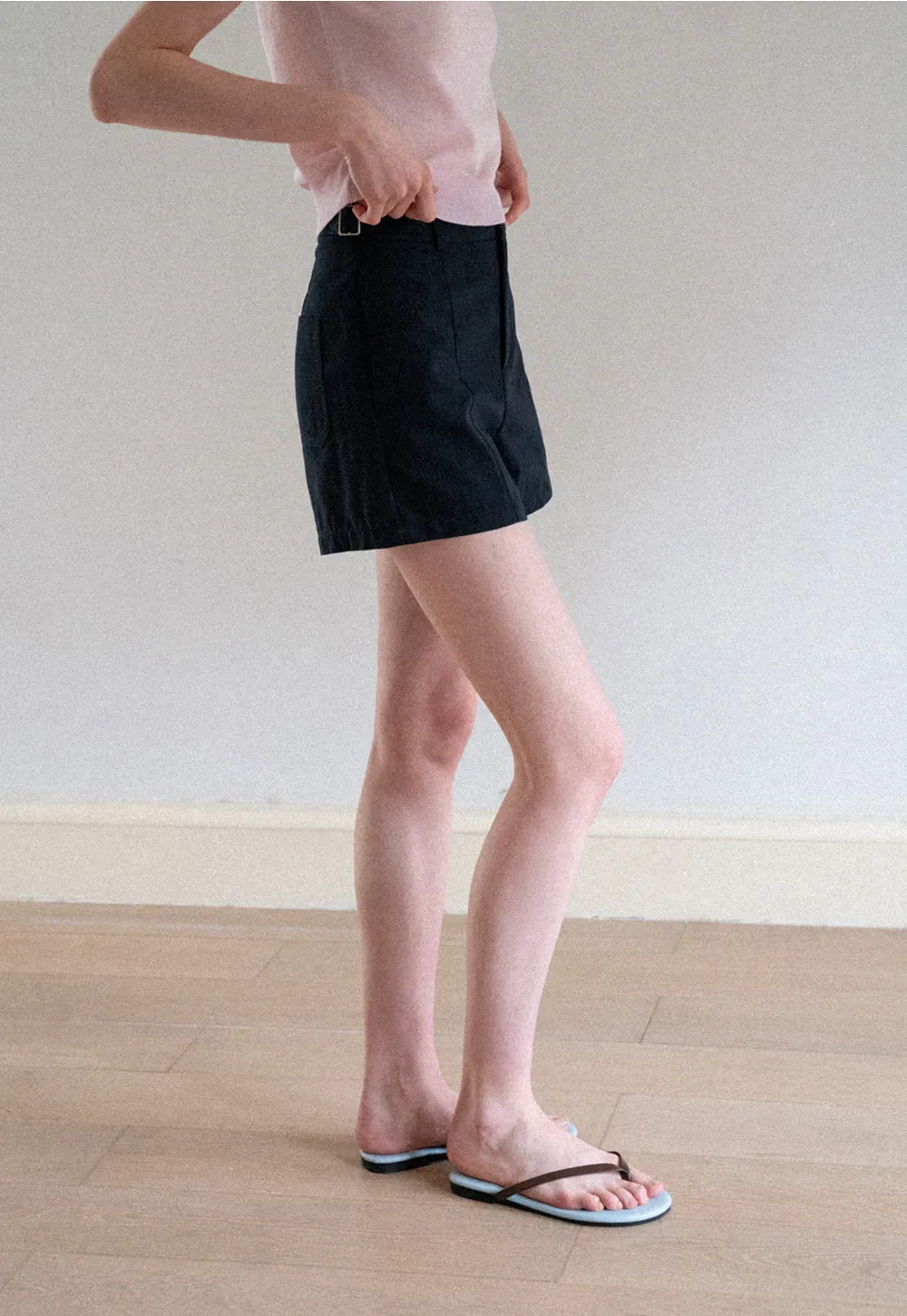 High Waist Pleated Shorts Casual Pants