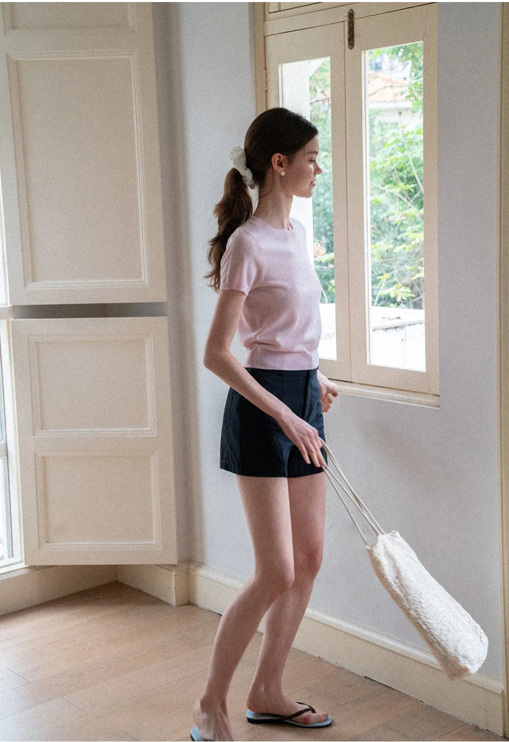 High Waist Pleated Shorts Casual Pants