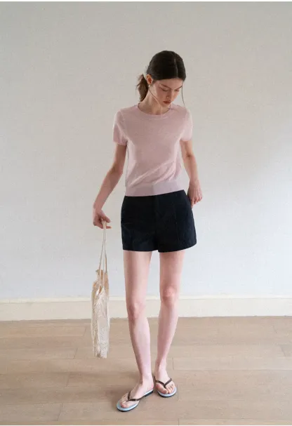 High Waist Pleated Shorts Casual Pants
