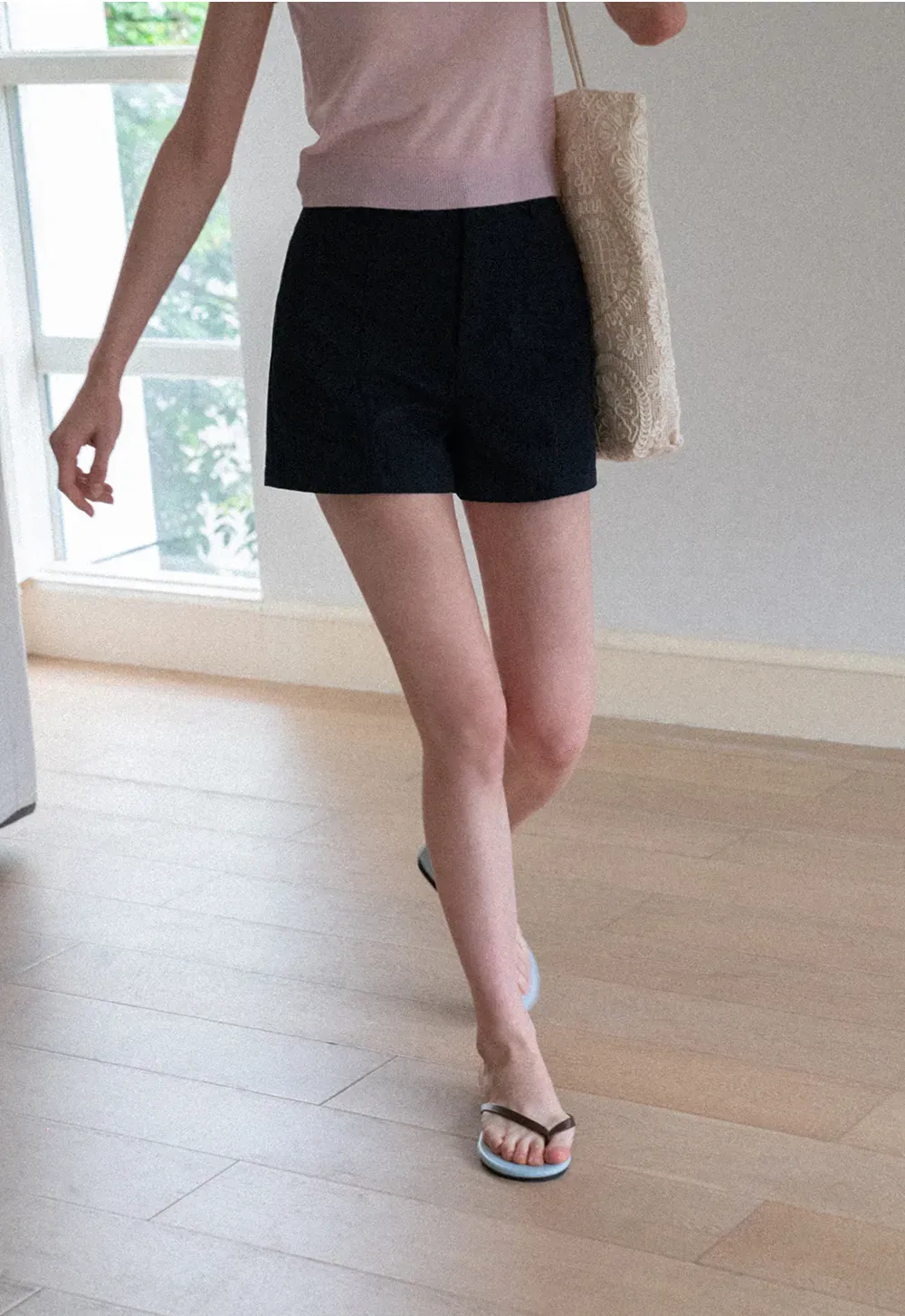 High Waist Pleated Shorts Casual Pants