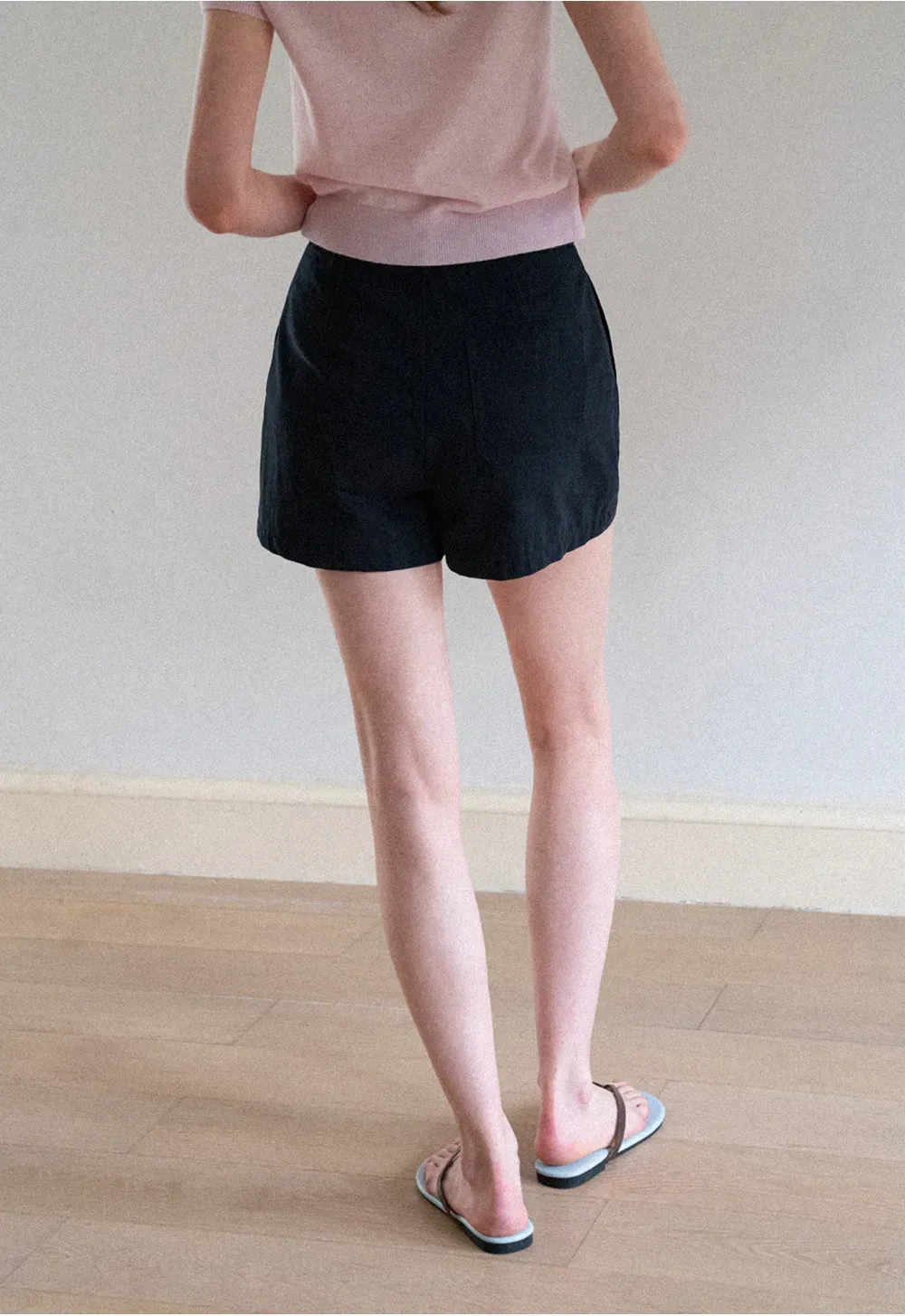 High Waist Pleated Shorts Casual Pants