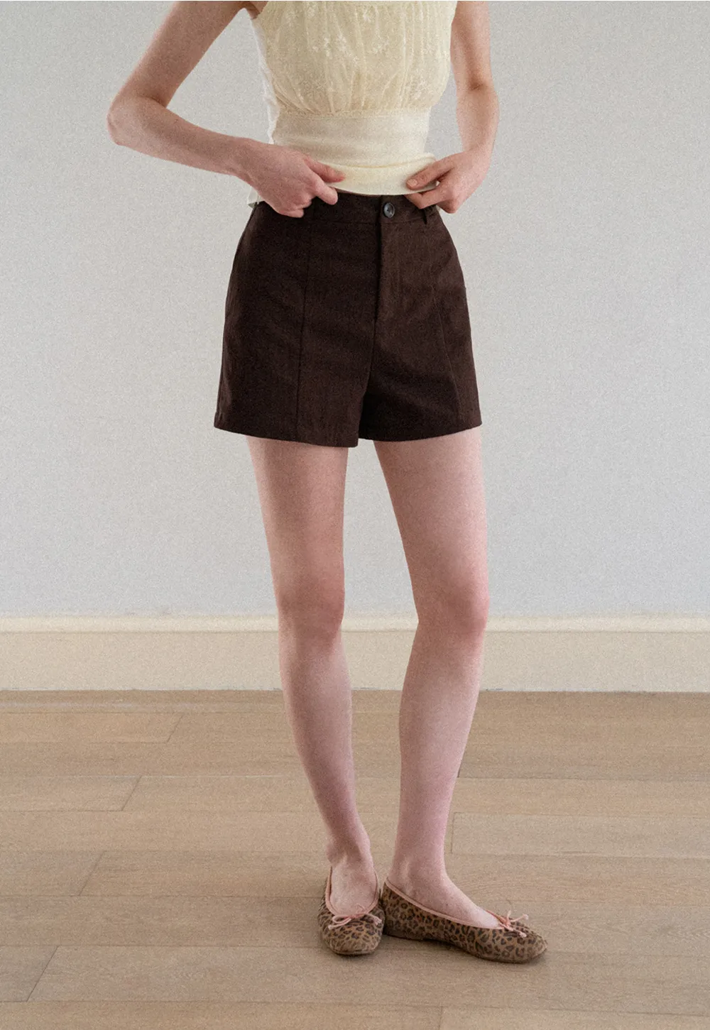 High Waist Pleated Shorts Casual Pants