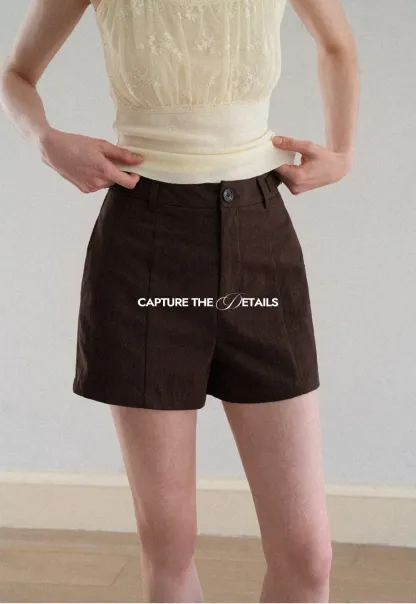 High Waist Pleated Shorts Casual Pants
