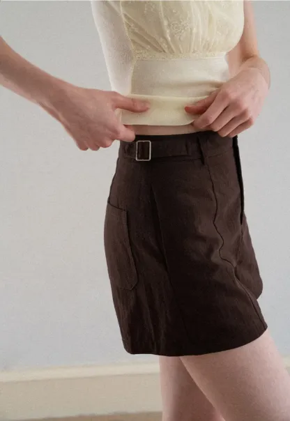 High Waist Pleated Shorts Casual Pants