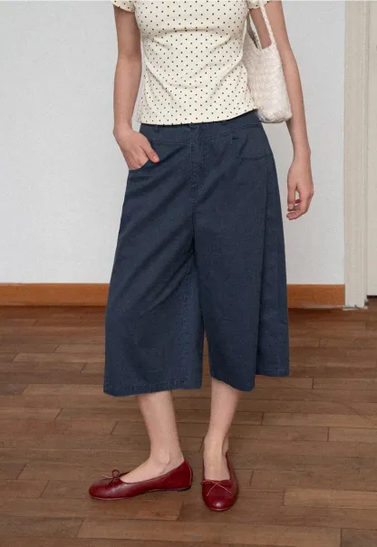 Wide Leg Cropped Casual Pants