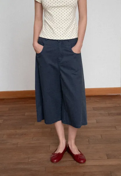 Wide Leg Cropped Casual Pants