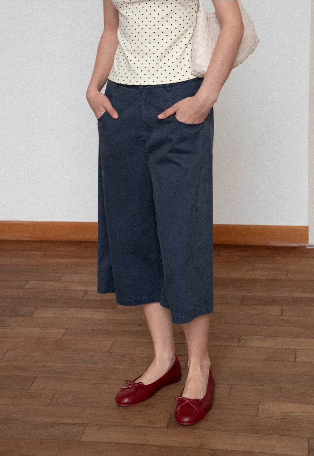 Wide Leg Cropped Casual Pants