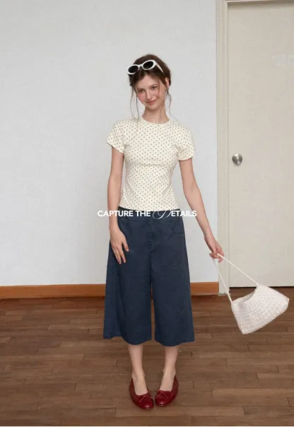 Wide Leg Cropped Casual Pants