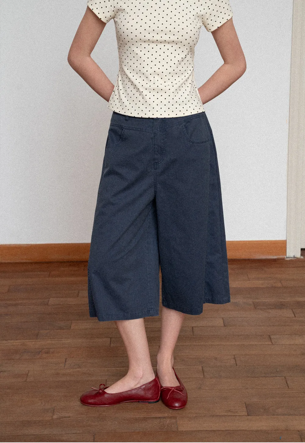 Wide Leg Cropped Casual Pants