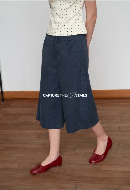 Wide Leg Cropped Casual Pants
