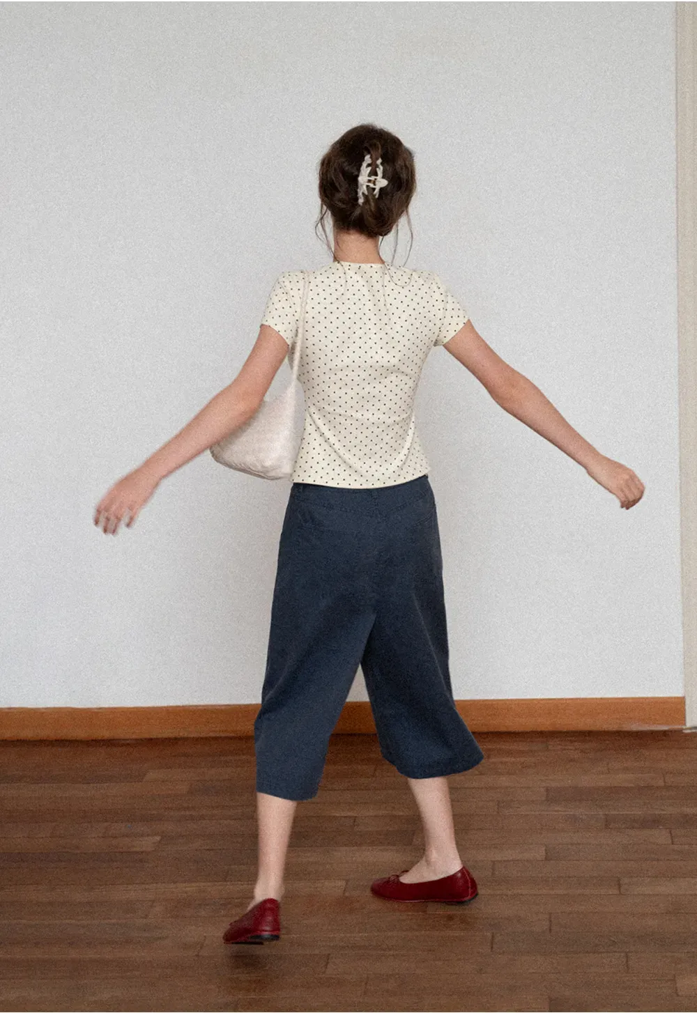 Wide Leg Cropped Casual Pants