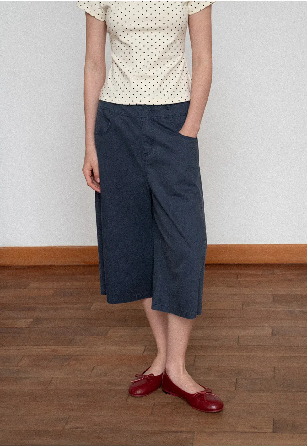 Wide Leg Cropped Casual Pants