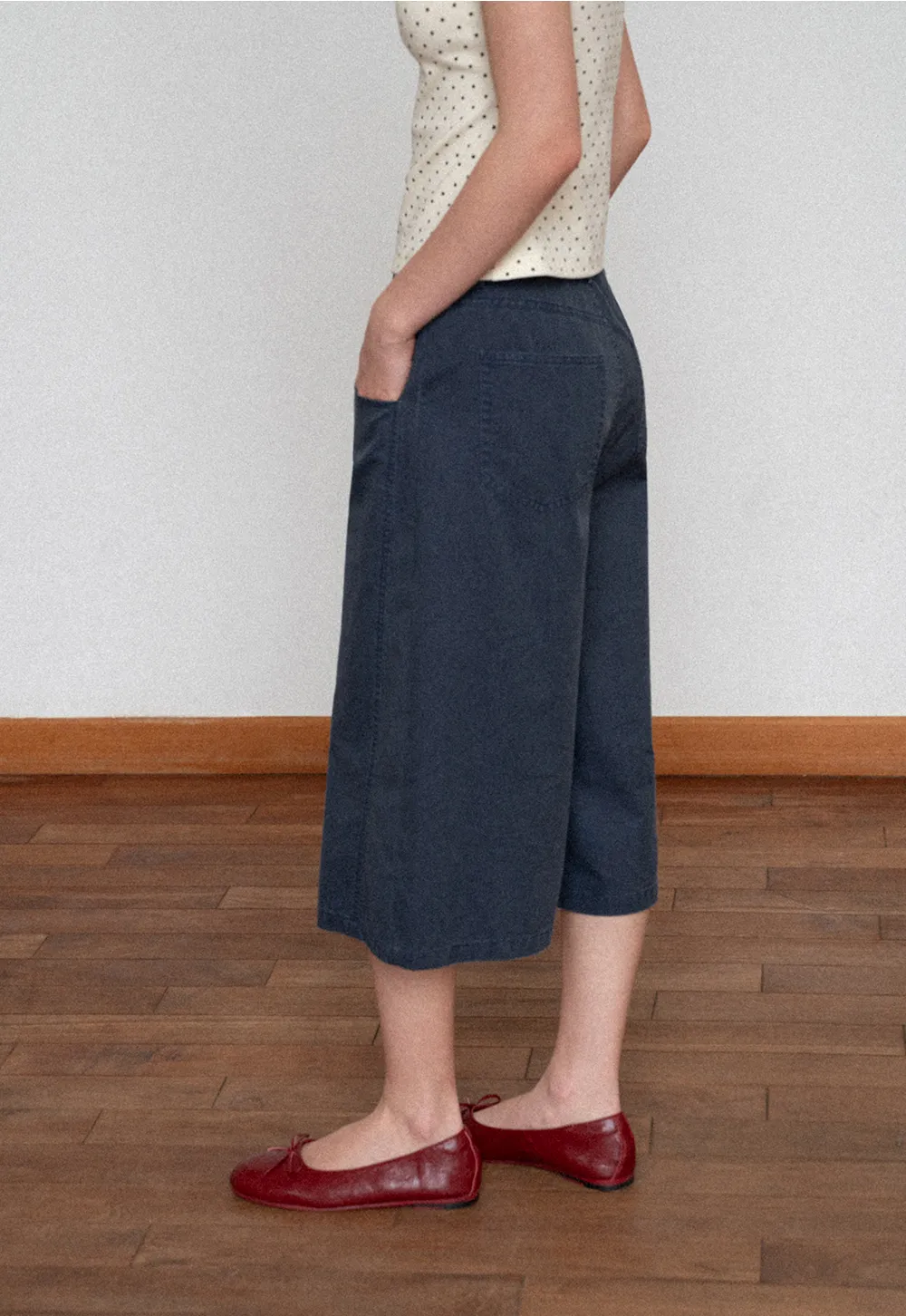 Wide Leg Cropped Casual Pants