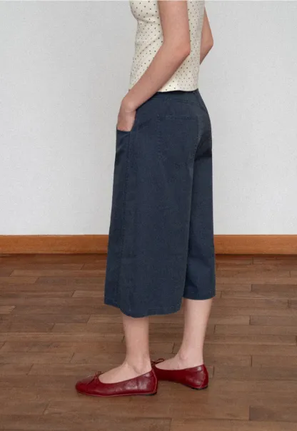 Wide Leg Cropped Casual Pants