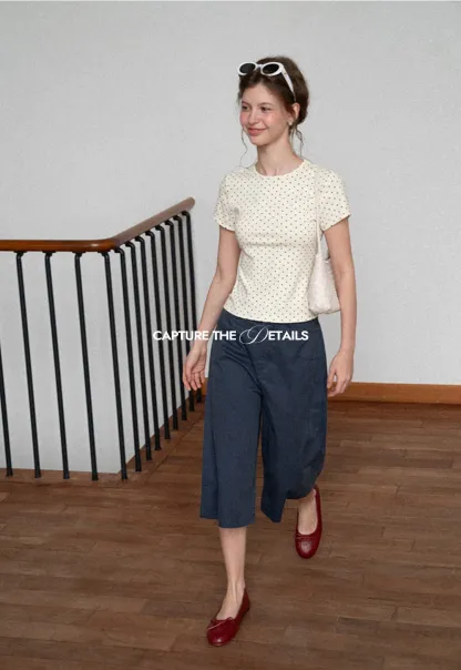 Wide Leg Cropped Casual Pants