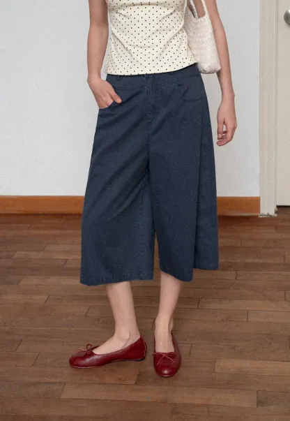 Wide Leg Cropped Casual Pants