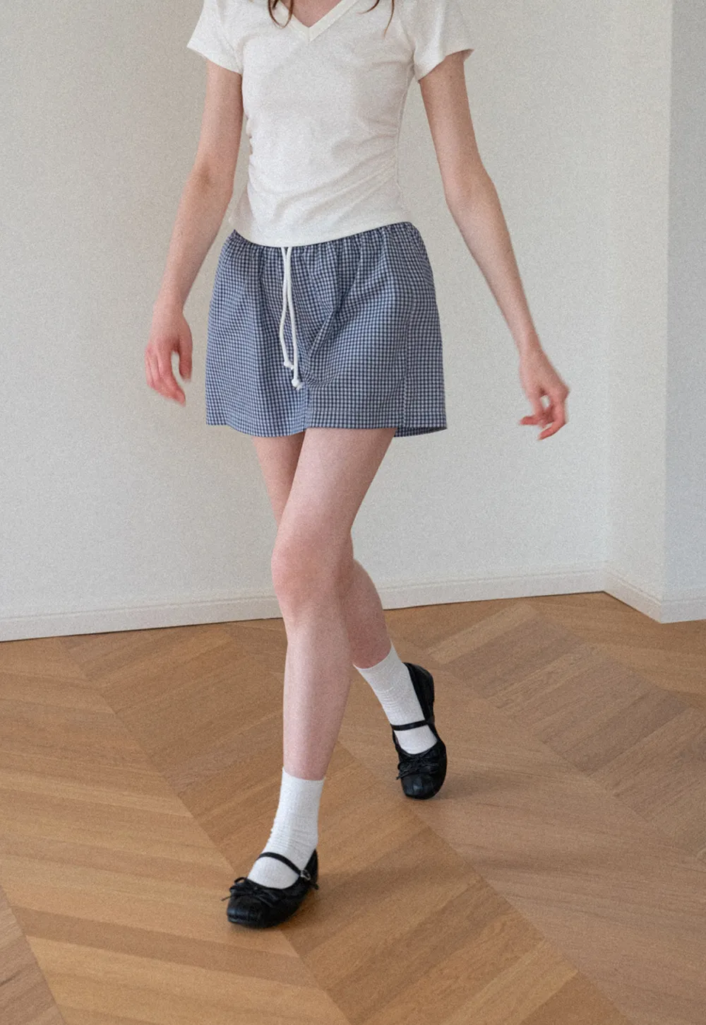 Drawstring Waist Checkered Pattern Shorts