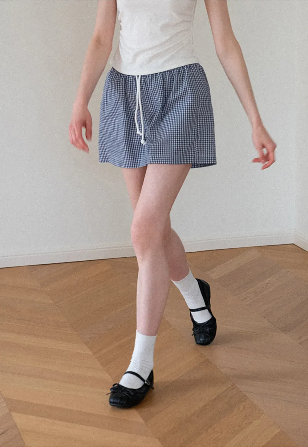 Drawstring Waist Checkered Pattern Shorts
