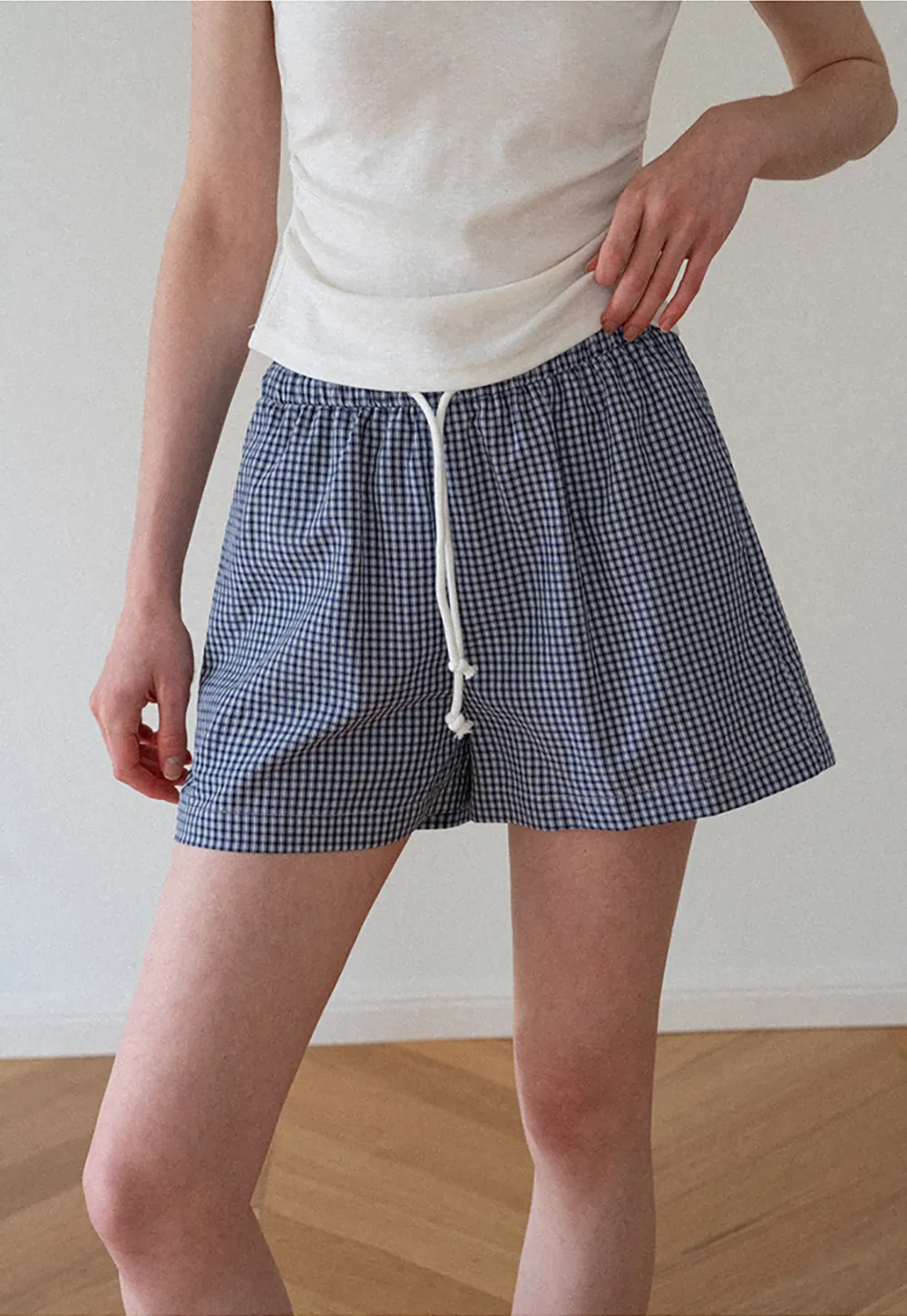 Drawstring Waist Checkered Pattern Shorts