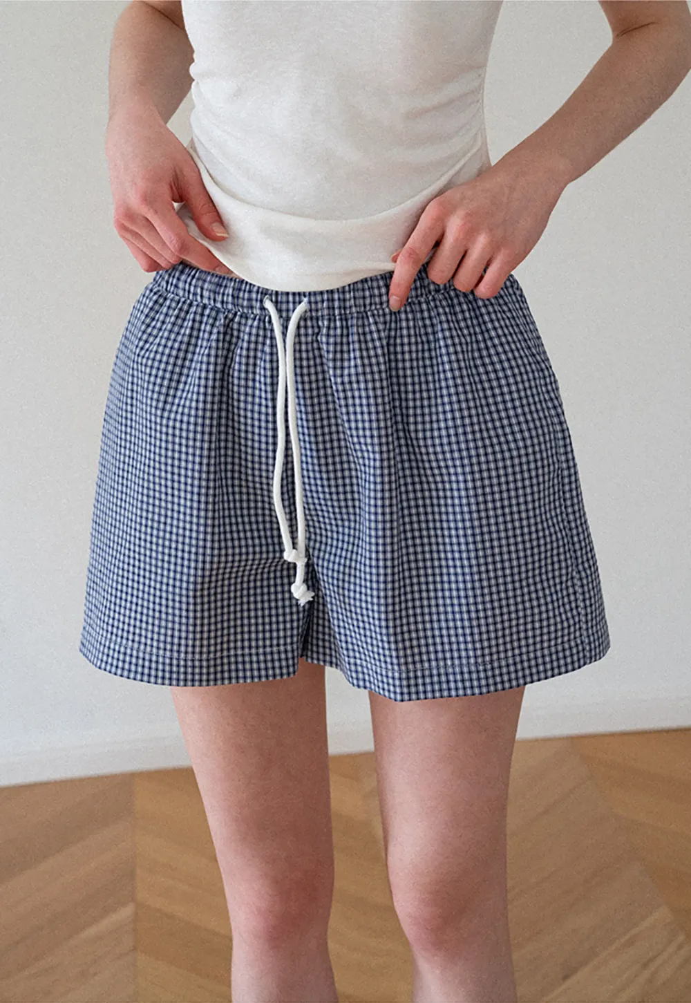 Drawstring Waist Checkered Pattern Shorts