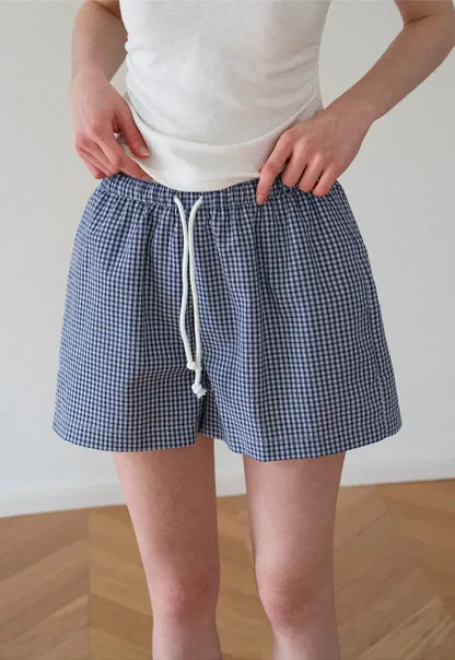 Drawstring Waist Checkered Pattern Shorts