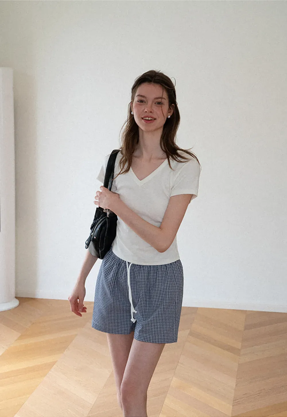 Drawstring Waist Checkered Pattern Shorts