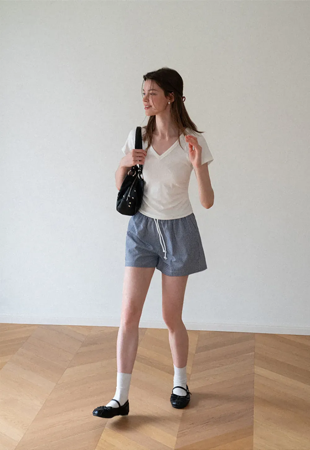 Drawstring Waist Checkered Pattern Shorts