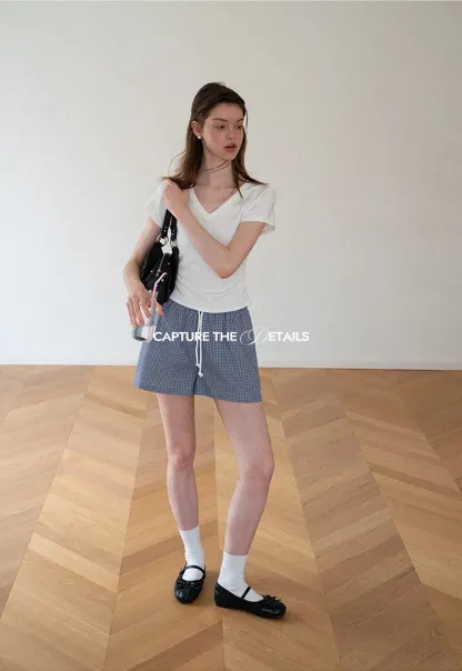 Drawstring Waist Checkered Pattern Shorts