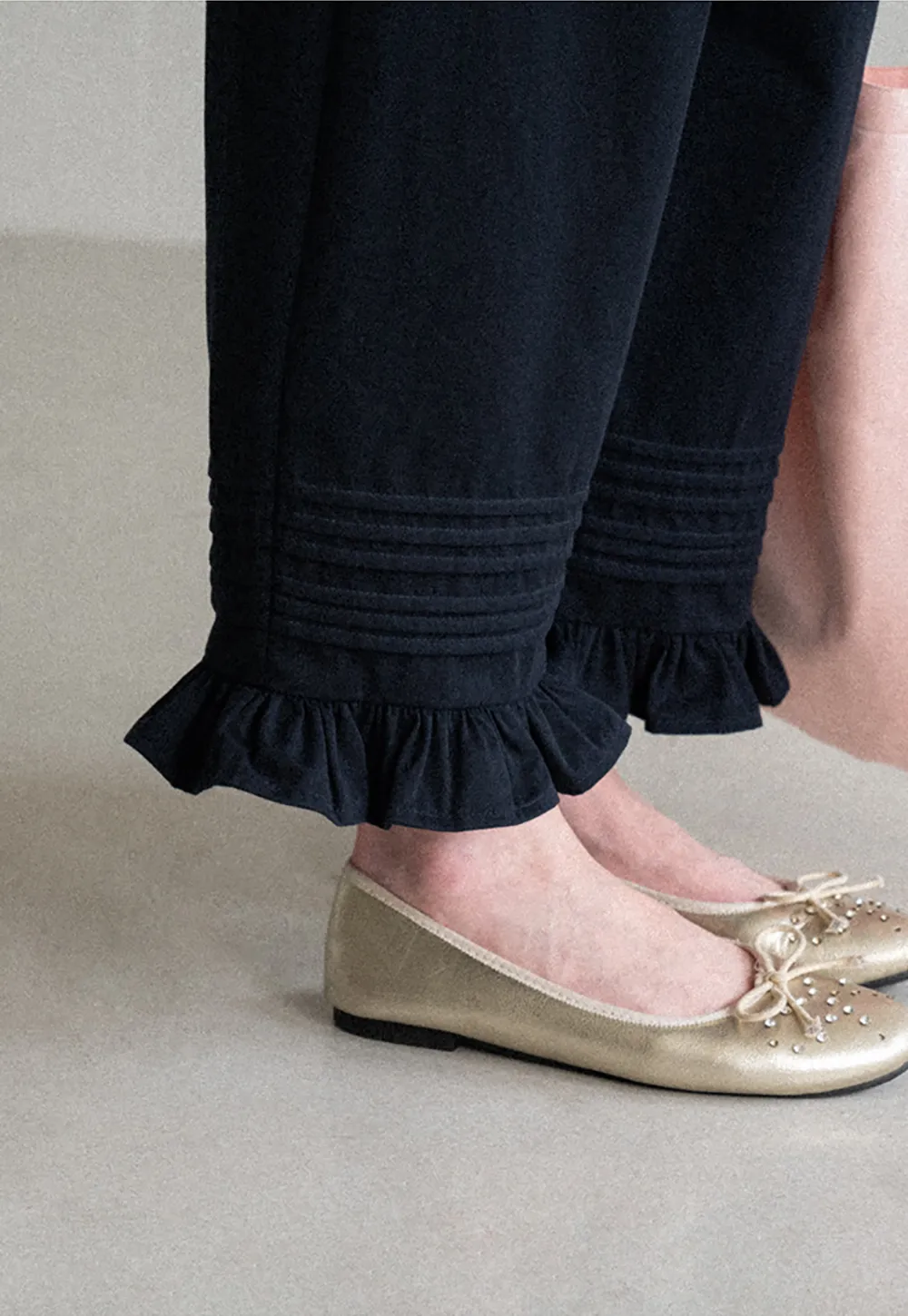 Ruffled Hem Wide Leg Casual Pants