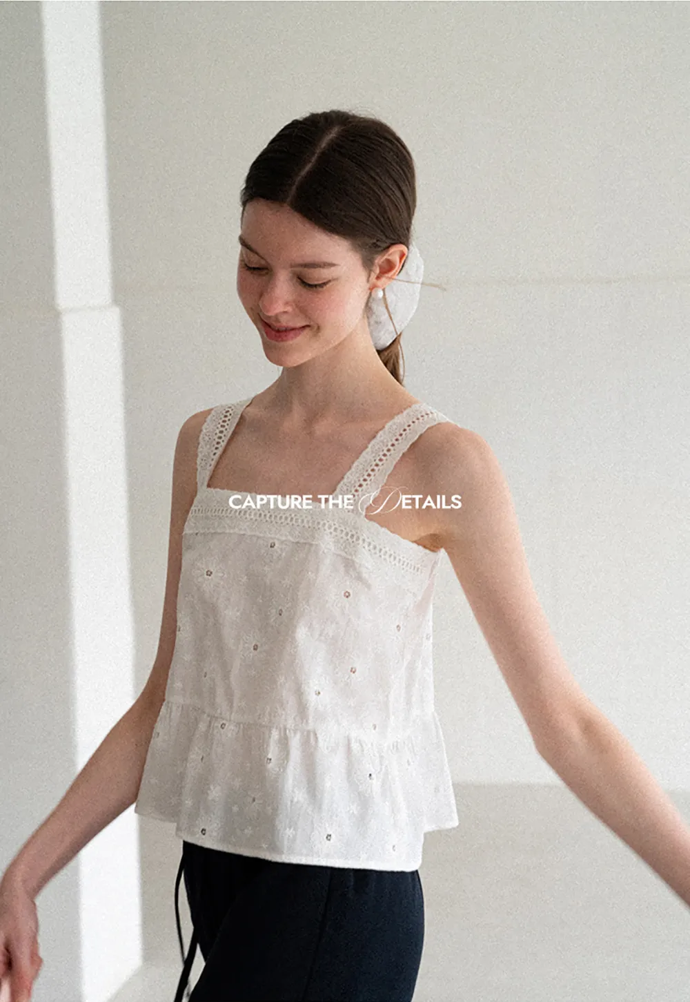 Ruffled Hem Wide Leg Casual Pants