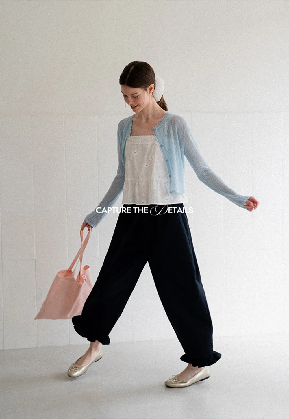 Ruffled Hem Wide Leg Casual Pants