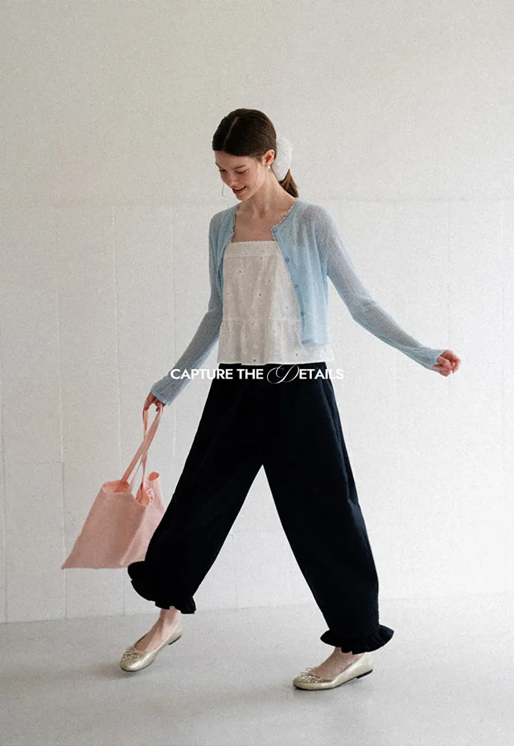 Ruffled Hem Wide Leg Casual Pants