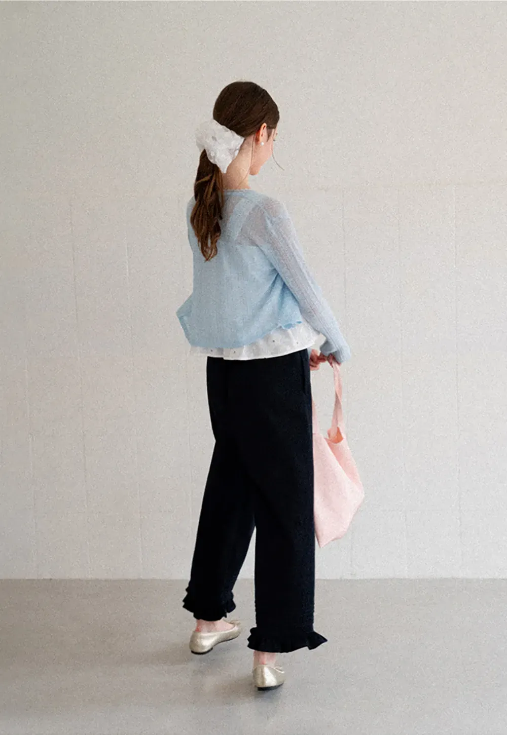 Ruffled Hem Wide Leg Casual Pants