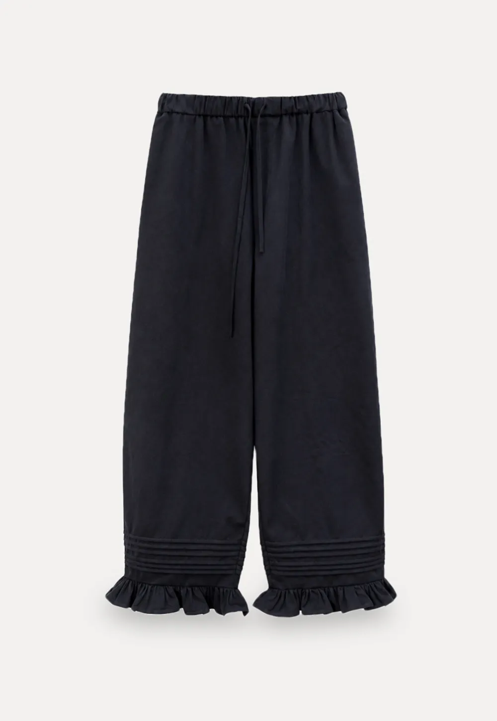 Ruffled Hem Wide Leg Casual Pants