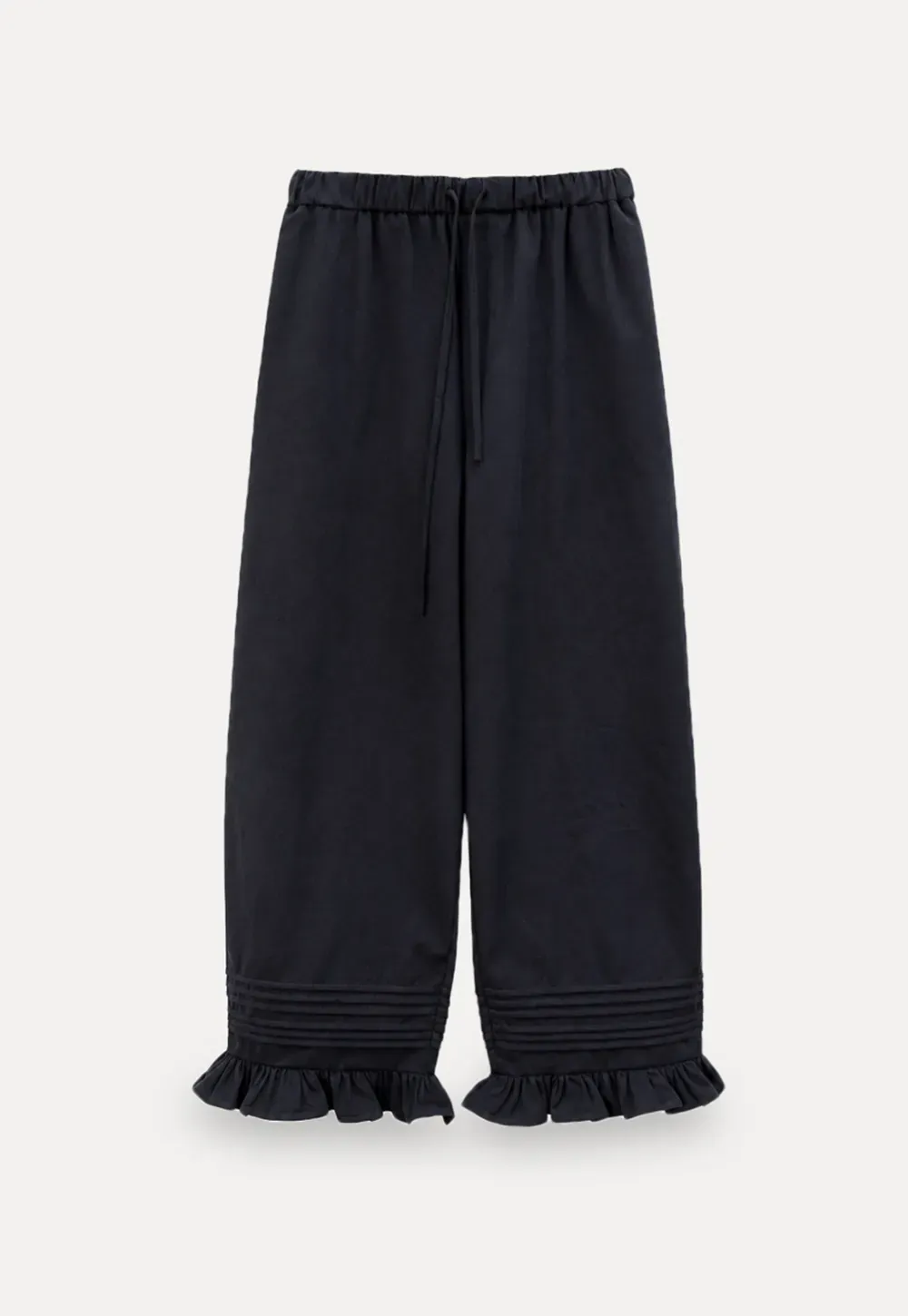 Ruffled Hem Wide Leg Casual Pants