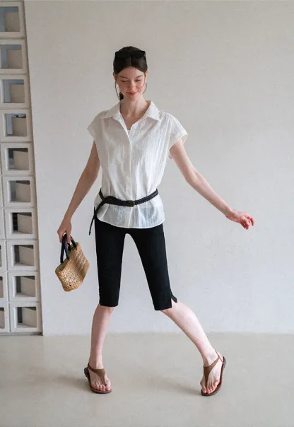 Cropped Stretch Leggings Casual Pants