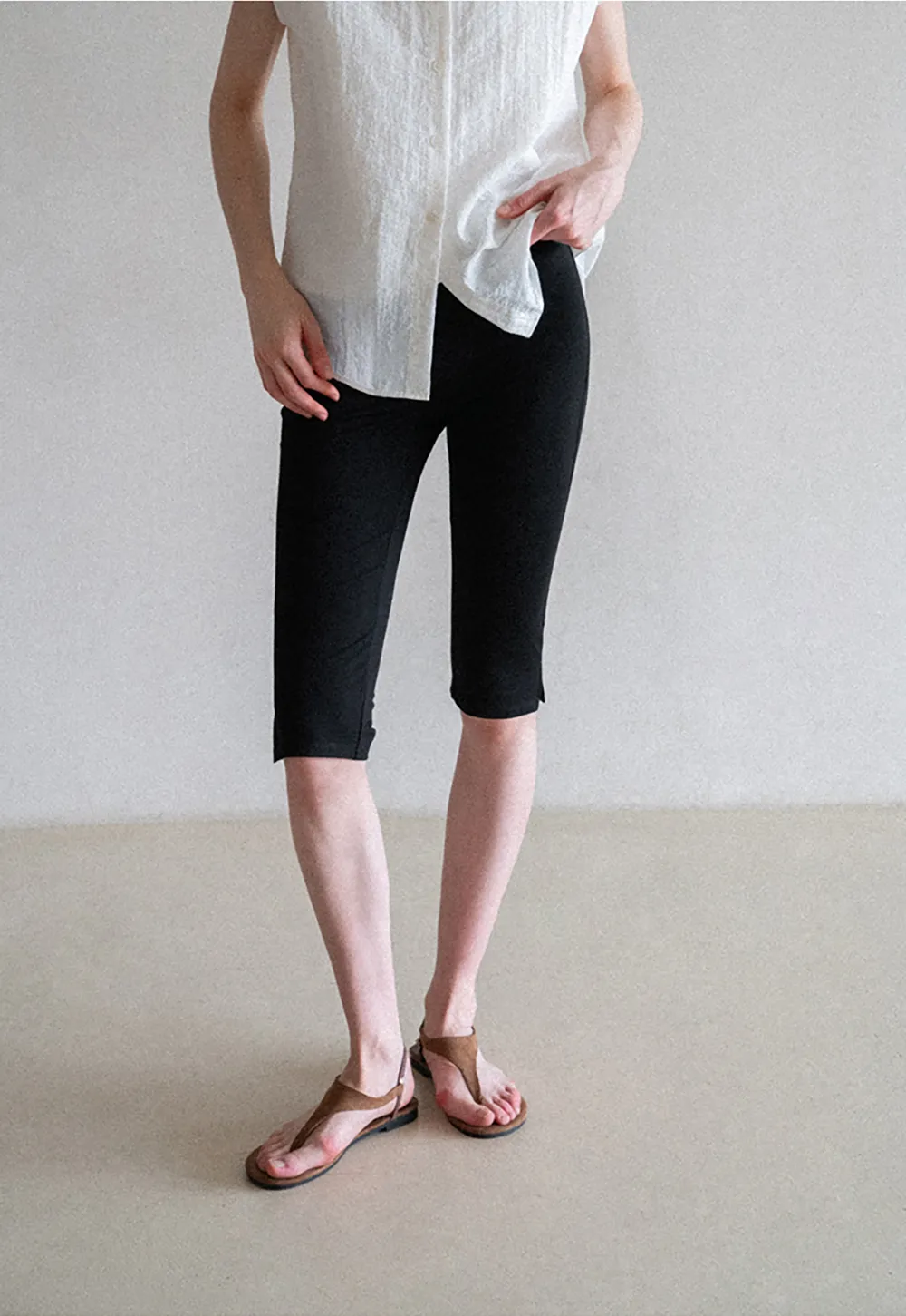 Cropped Stretch Leggings Casual Pants