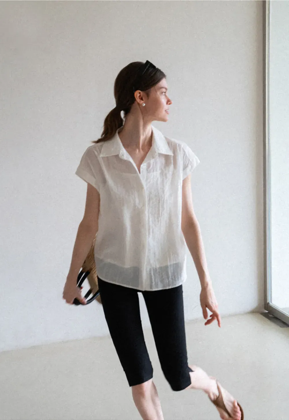Cropped Stretch Leggings Casual Pants
