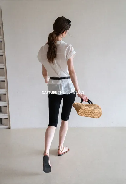 Cropped Stretch Leggings Casual Pants