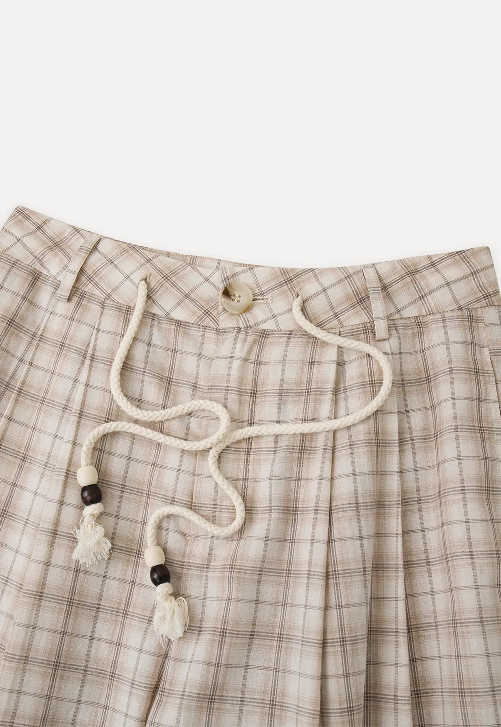 Drawstring Waist Wide Leg Checkered Casual Pants
