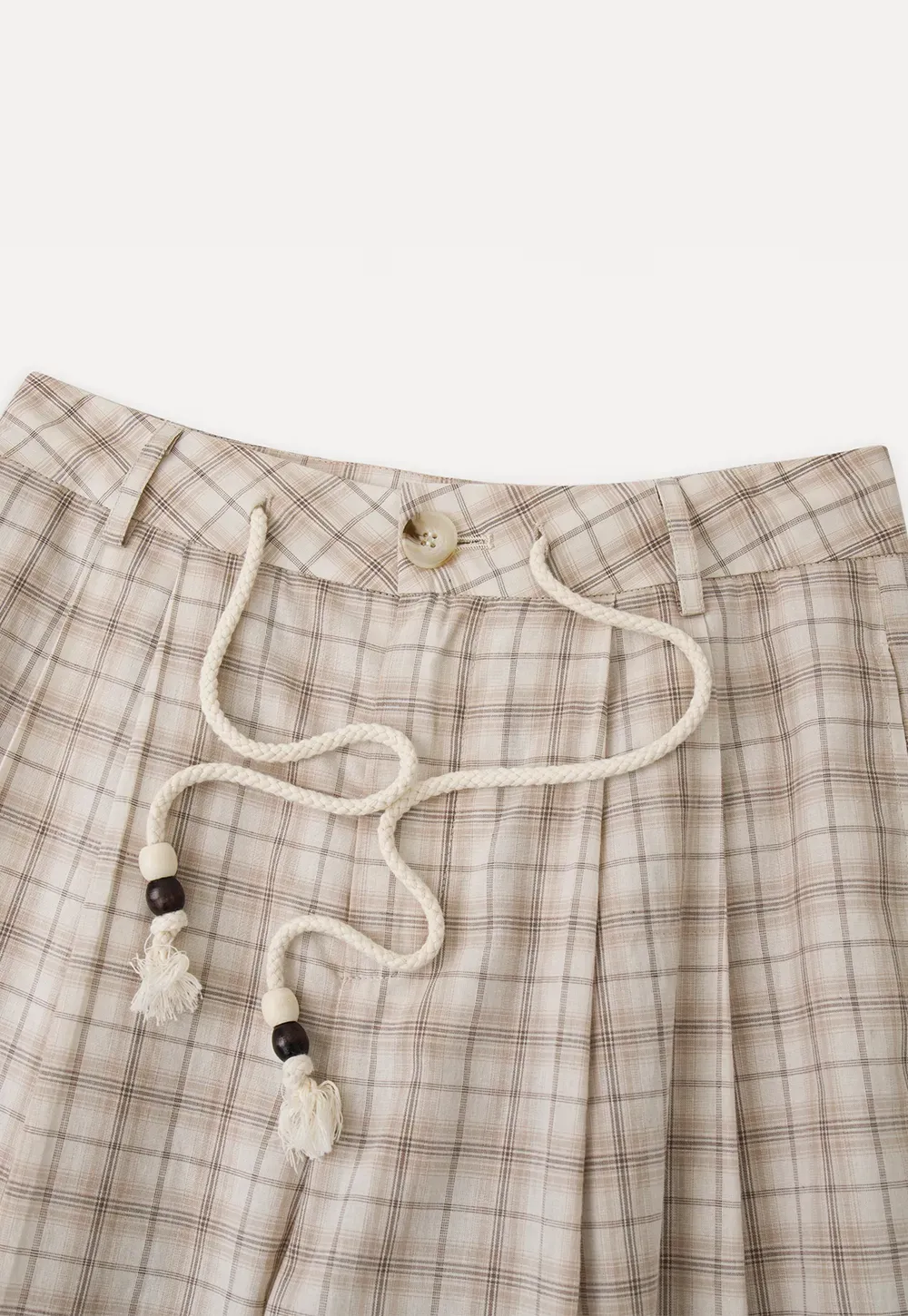 Drawstring Waist Wide Leg Checkered Casual Pants