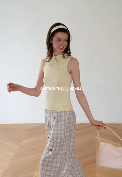 Drawstring Waist Wide Leg Checkered Casual Pants