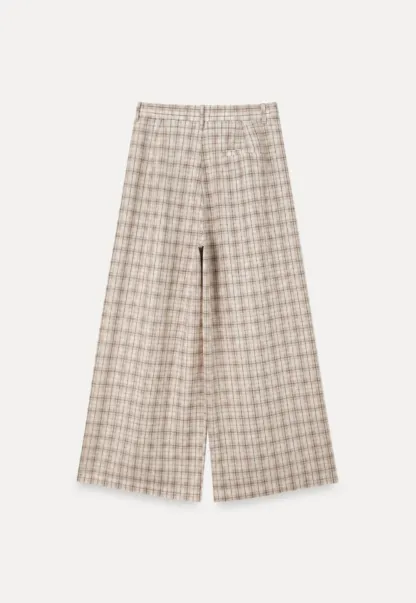 Drawstring Waist Wide Leg Checkered Casual Pants