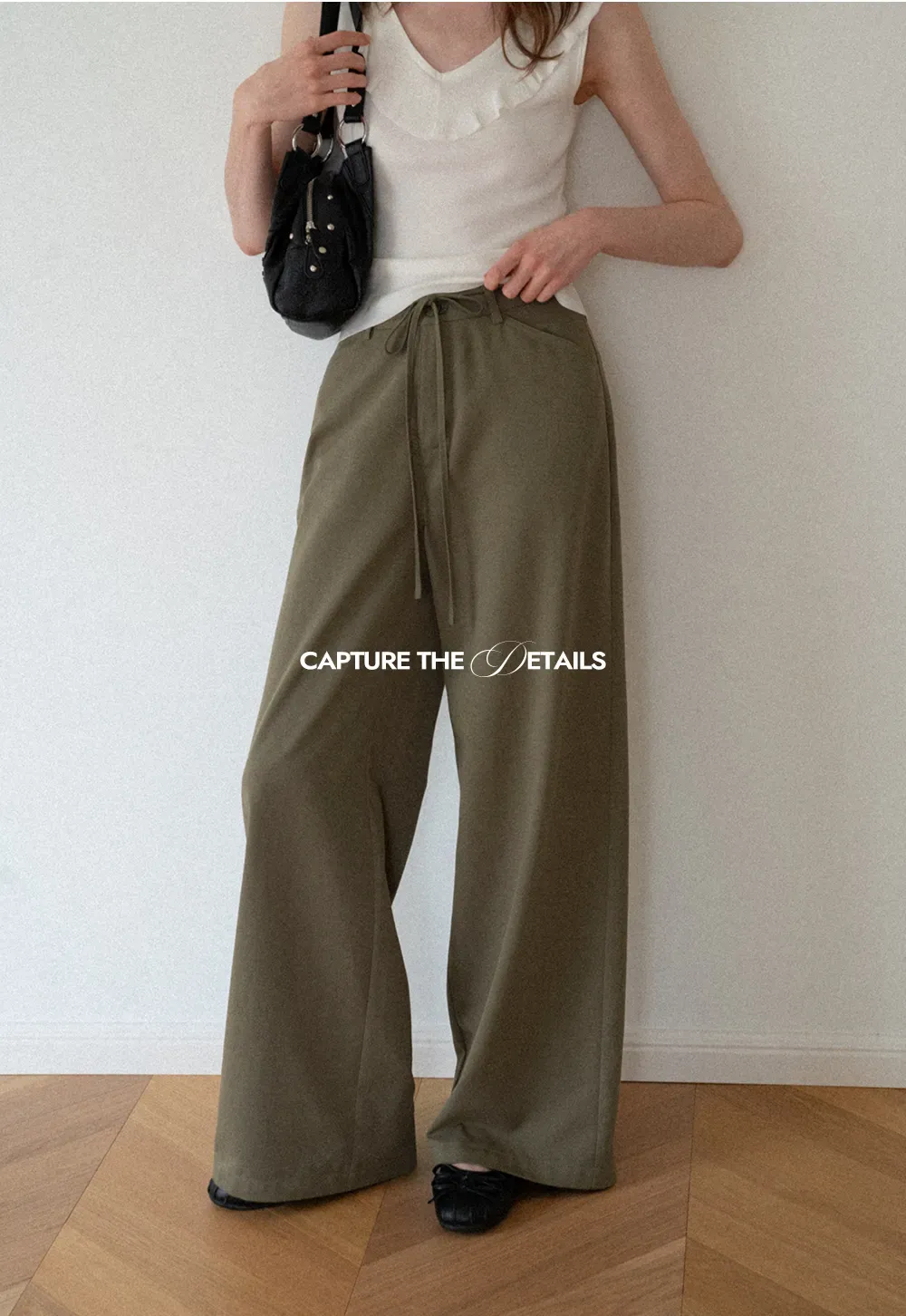 High Waist Drawstring Wide Leg Casual Pants