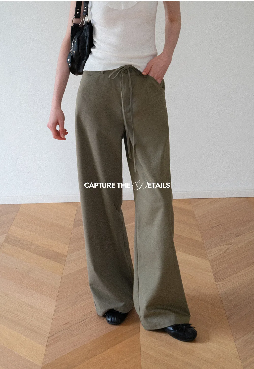 High Waist Drawstring Wide Leg Casual Pants