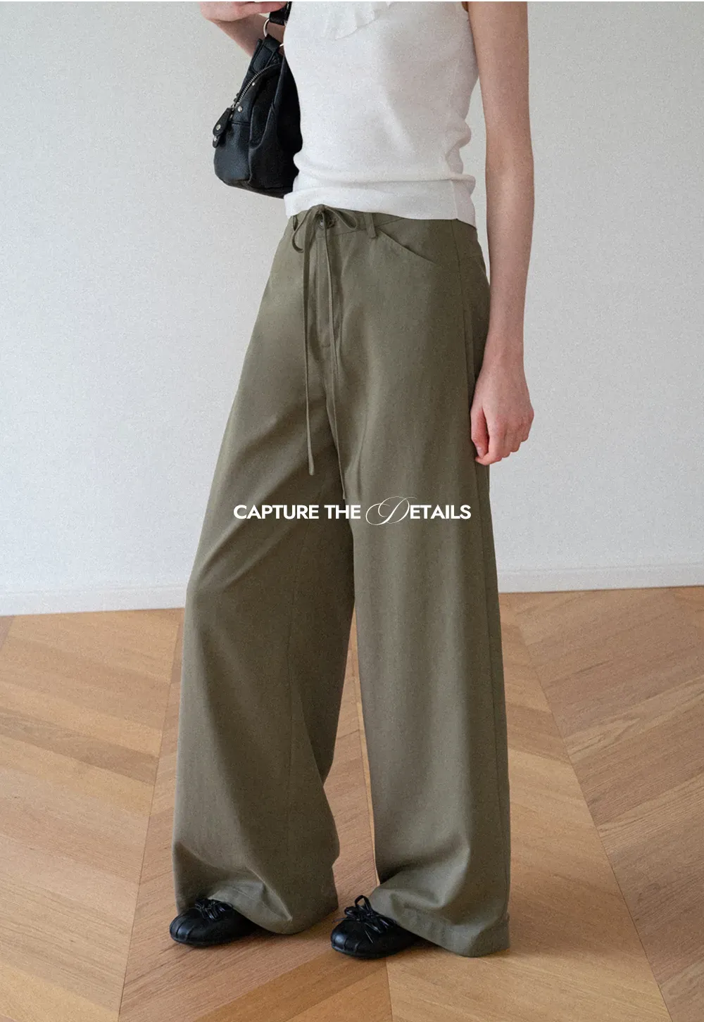 High Waist Drawstring Wide Leg Casual Pants