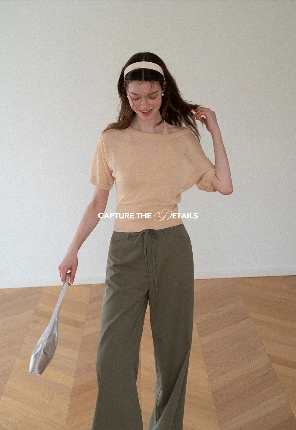 High Waist Drawstring Wide Leg Casual Pants