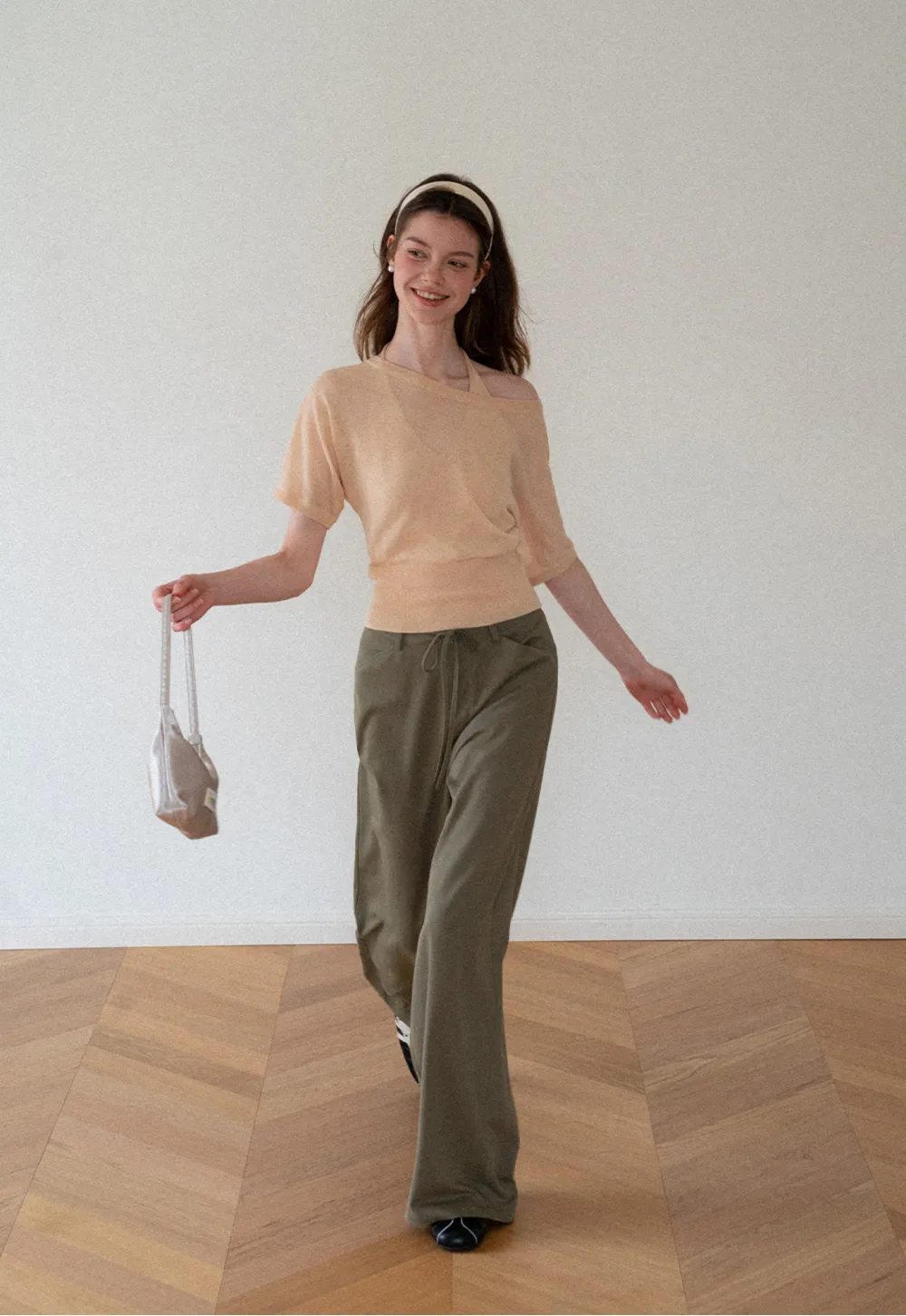 High Waist Drawstring Wide Leg Casual Pants