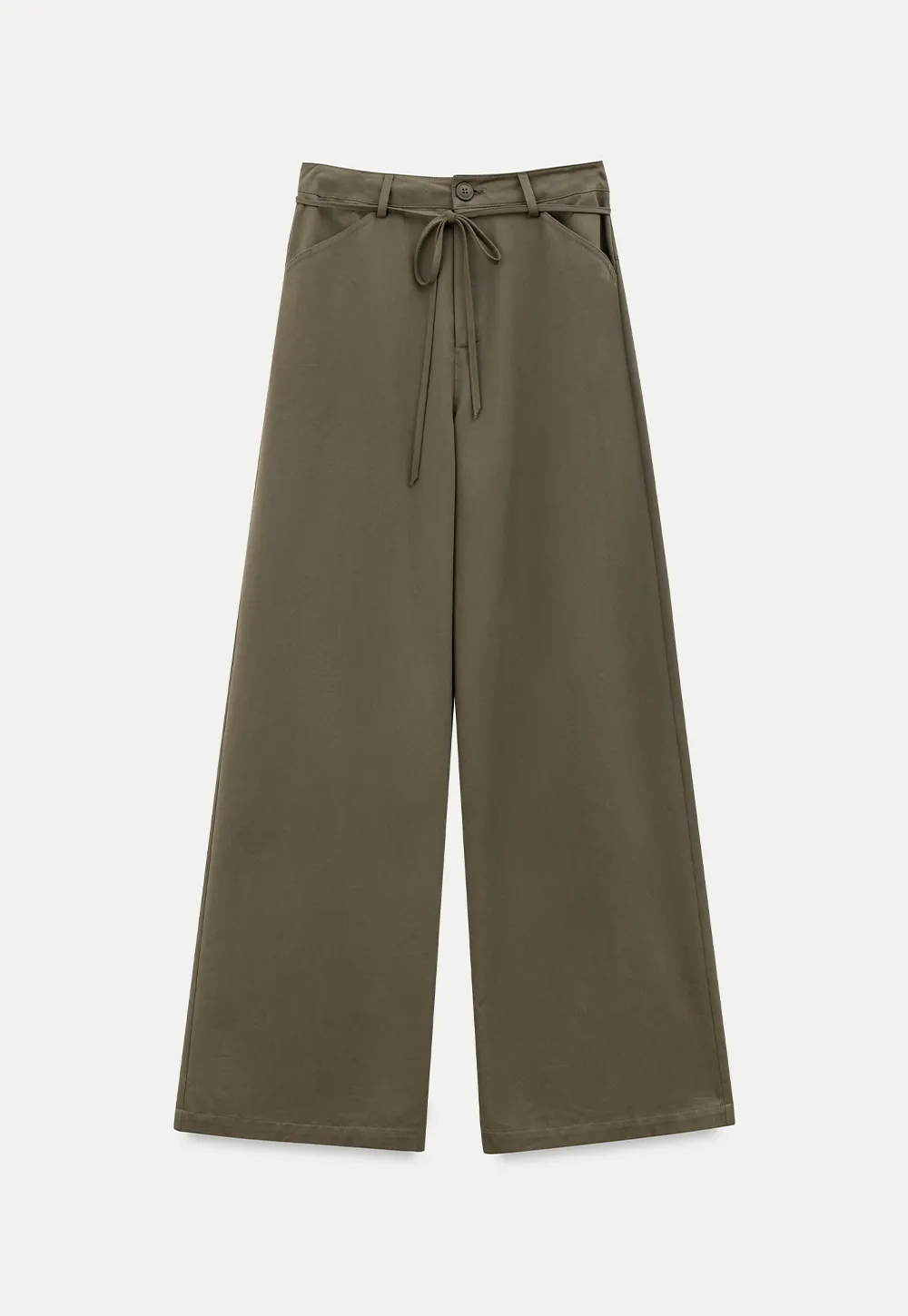 High Waist Drawstring Wide Leg Casual Pants
